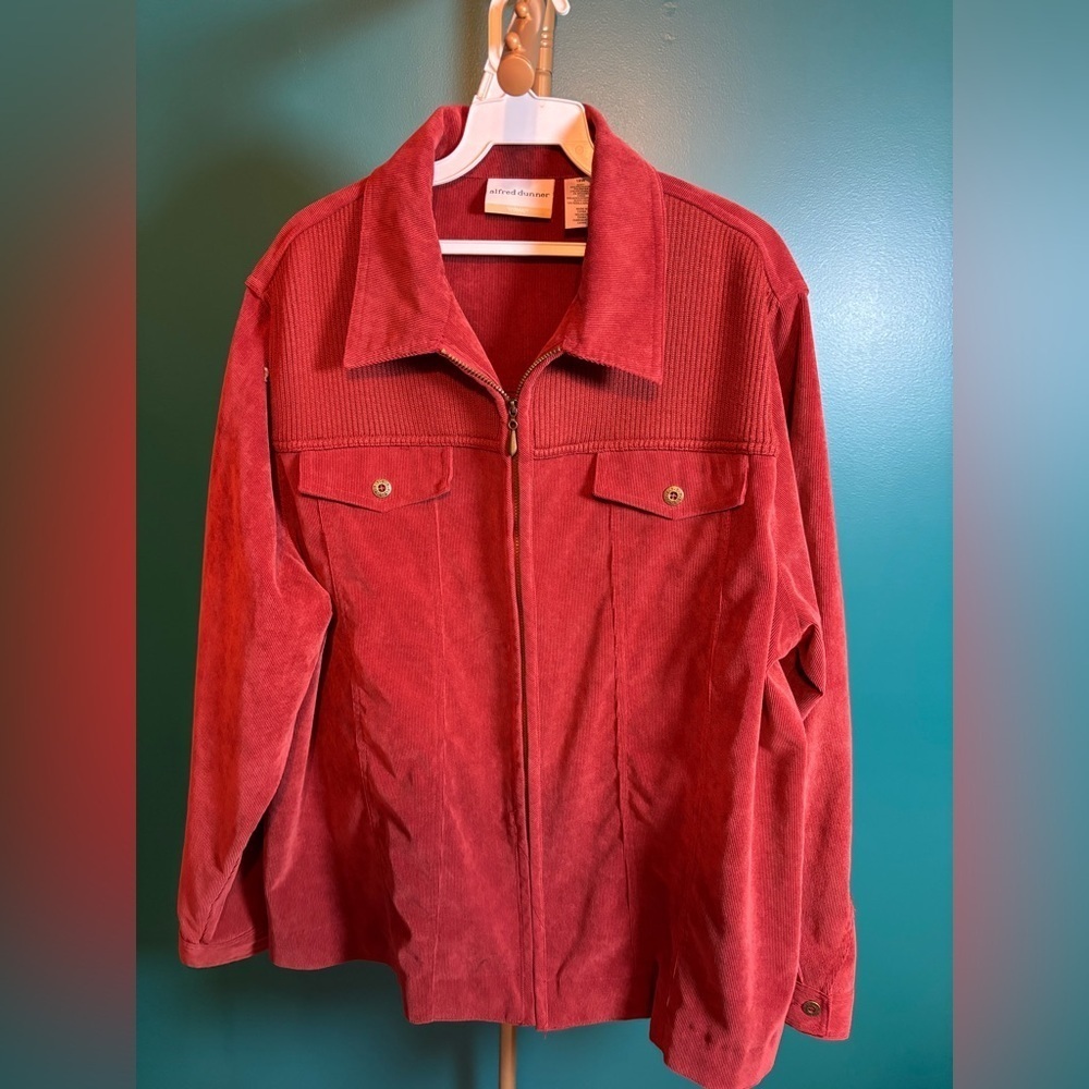 Alfred Dunner Burnt Orange Reddish Corduroy Blazer Classic Collar